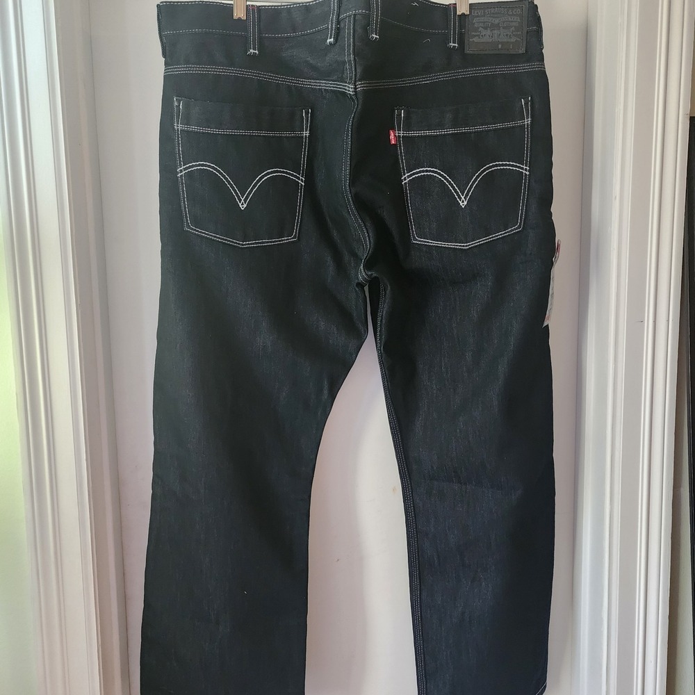 Levis Dark Wash Rare  569 Loose‑Straight  A20 Side Zipper Sz 42/30